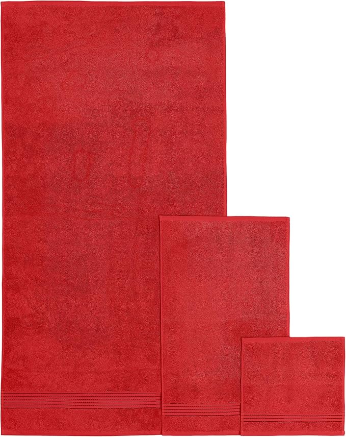 Elegant Comfort Premium Cotton 6-Piece Towel Set, Includes 2 Washcloths, 2 Hand Towels and 2 Bath Towels, 100% Turkish Cotton - Highly Absorbent and Super Soft Towels for Bathroom, Red