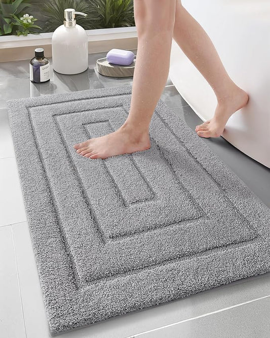 Color&Geometry Large Bath Mats for Bathroom Non Slip, 24"x43" Gray Bathroom Rugs Absorbent, Washable Bath Rugs Shower Mat Outside Shower