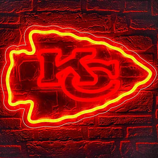 Chief Neon Sign for Wall Decor Football Neon Light for Man Cave or Garage Birthday Gifts for Men with Football or Rugby Team Logo Sign for Bar Dorm Party Game Room Size 16.1 * 10.6In(ZYLD058)