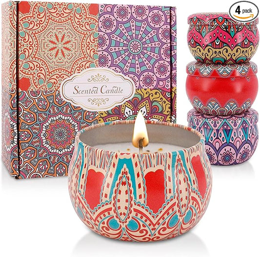 Naimo 4 Pack Scented Candles Long Lasting Soy Wax Aromatherapy Candle for Home Bath Spa Yoga Birthday Gift Set