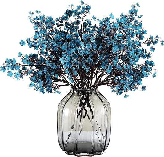 JAKY-Global Babys Breath Fabric Cloth Artificial Flowers 12 Bundle European Fake Silk Plants Decor Wedding Party Decoration Bouquets Real Touch DIY Home Garden (Autumn Blue-12pcs)