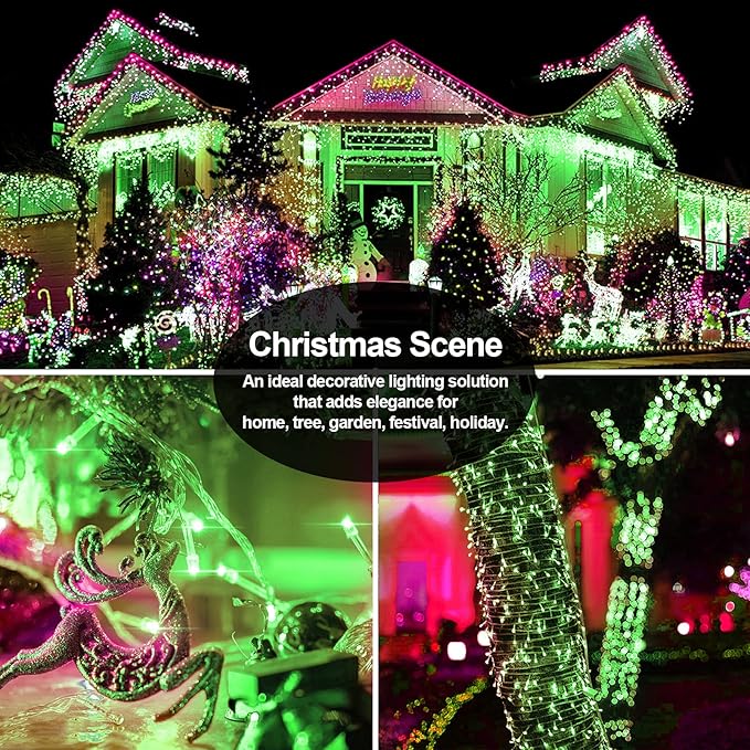 403 FT 1000 LED String Lights Outdoor Decorations Halloween Fairy Lights Waterproof 8 Modes Timer Clear Wire String Lights for Outside House Tree Patio Yard Wedding Party Holiday-Green