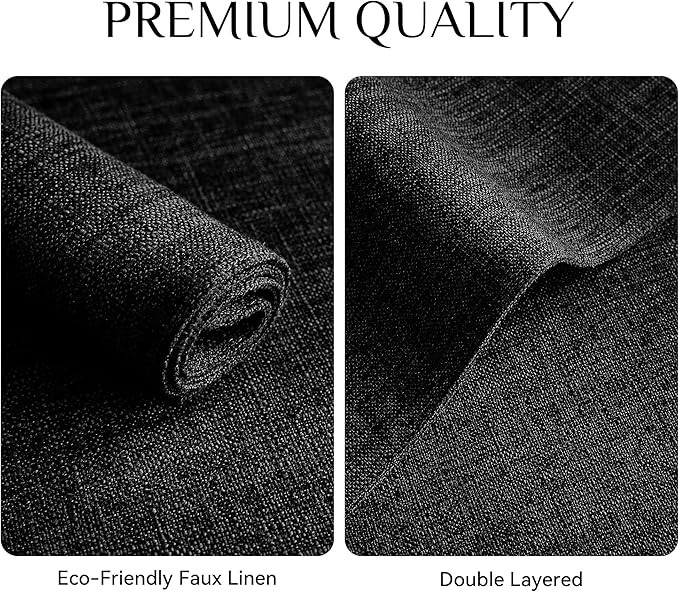Softalker Faux Linen Placemats Set of 8-12 x 18 Inch, Heat Resistant Double Layered Durable Burlap Farmhouse Place Mats, Non-Slip Washable Rustic Table Mats for Dining, Kitchen, Party（Black