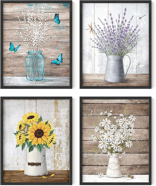 HAUS AND HUES Farmhouse Bouquets Set of 4-16x20