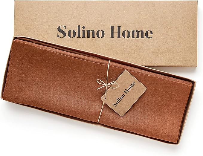 Solino Home Linen Placemats Set of 4 - Cinnamon Placemats 14 x 19 Inch - 100% Pure Linen Table Place Mats for Fall - Fete