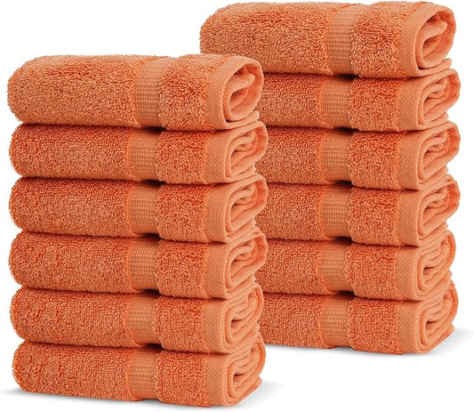 Chakir Turkish Linens | Hotel & Spa Quality 100% Cotton Premium Turkish Towels | Soft & Absorbent (12-Piece Washcloths, Coral)