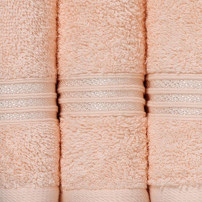 Superior Egyptian Cotton Bath Towel Set, Home Bathroom Towels, Master, Guest Bath, Decor Essentials, Quick Dry, Absorbent, Large Body Towels, Spa, Hotel, Resort, Adult, Kids, Set of 2, Peach