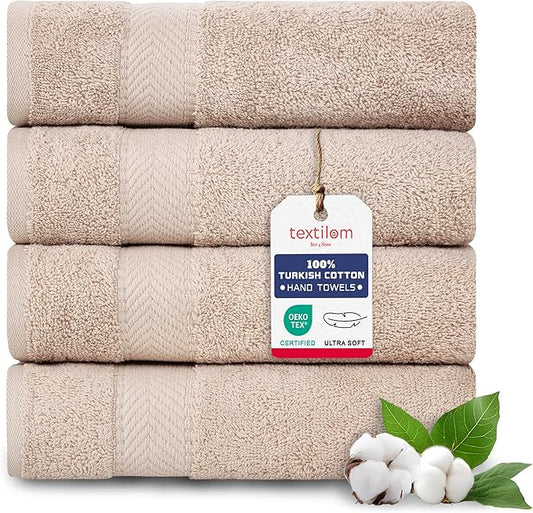 TEXTILOM Bath Towel Set – Hotel and Spa Quality & Soft & Absorbent & Quick Dry Bath Towels for Bathroom – 100% Turkish Cotton Bathroom Towels Set of 4 (27 x 54 inches)- Beige