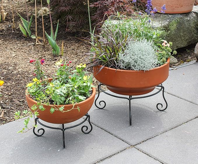 Achla Designs Piazza Flower Pot Plant Stand, Small,Black