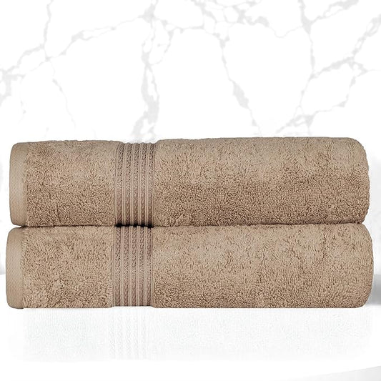 Superior Egyptian Cotton Bath Towel Set, Home Bathroom Towels, Master, Guest Bath, Decor Essentials, Quick Dry, Absorbent, Large Body Towels, Spa, Hotel, Resort, Adult, Kids, Set of 2, Taupe