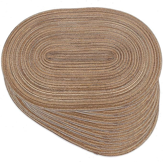 Noctiflorous Oval Braided Placemats Set of 8 Woven 12x18 Inch Non Slip Washable Heat Resistant Place Mats Round Tablemats for Dining Kitchen Party Daily Table Decor Dinner Mats (12 Brown, 8)