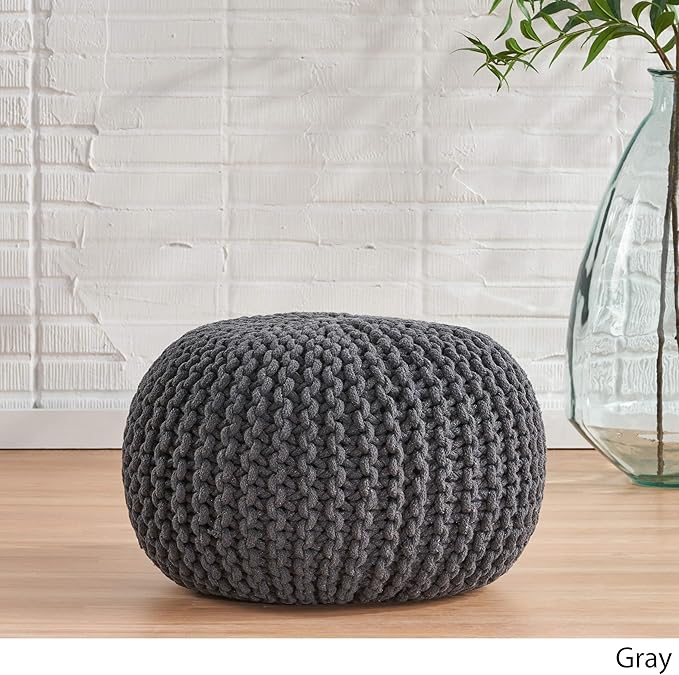 Moro Fabric Pouf, Grey