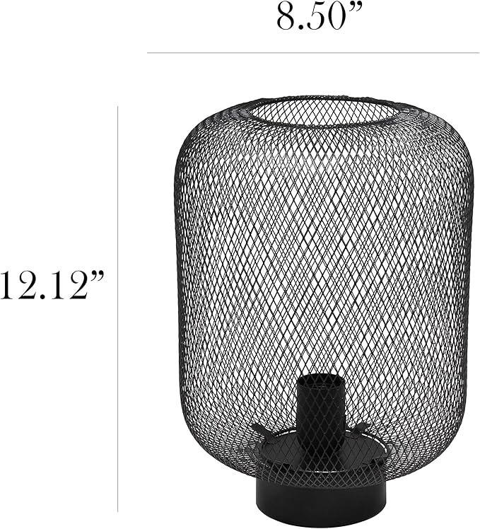 Simple Designs LT1072-BLK Metal Mesh Industrial Table Lamp, Black