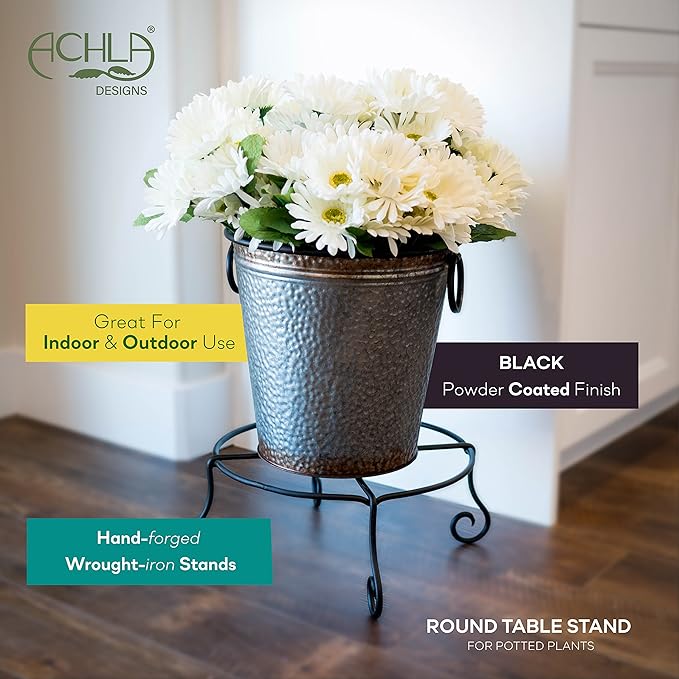 Achla Designs Piazza Flower Pot Plant Stand, Small,Black