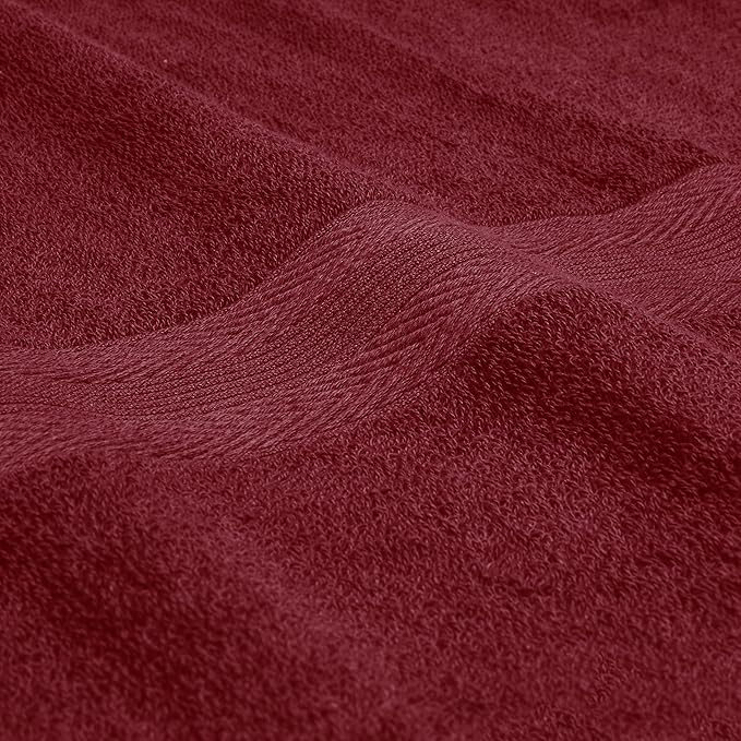 BOUTIQUO 8 Piece Towel Set 100% Ringspun Cotton, 2 Bath Towels 27X54, 2 Hand Towels 16X28 and 4 Washcloths 13X13 - Ultra Soft Highly Absorbent Machine Washable Hotel Spa Quality - Burgundy