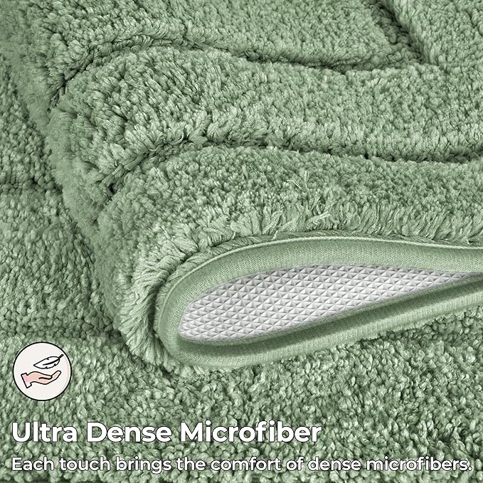 GRANNY SAYS Sage Green Bathroom Rugs Non Slip, 48" x 24", Small Bathroom Rugs Washable，Bath Mats for Floor, Microfiber Bath Mat for Tub, Absorbent Shower Rug