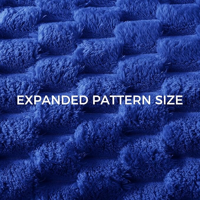 Whale Flotilla King Size Blanket for Bed with Jacquard Pattern, Fuzzy Soft Cozy Exquisite Blankets for All Season, Warm and Fluffy, 90x104 Inch, Blue