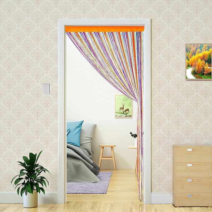 Doorways String Curtain Door Curtains,Bedroom Decor Kitchen Closet Living Room Laundry Fringe Hallway Tassel Screen Room Divider Boho Hippie Hanging for Wedding and Party(39x79 inch/100×200cm,Rainbow)