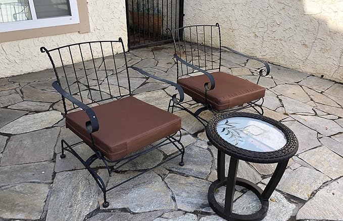 2 Pack 25X25X5 Inch Outdoor Water-Resistant Cushion Pillow Replacement Covers Only with Zipper for Patio Furniture, Sofa, Loveseat, Deep Seat Chair in Brown Color