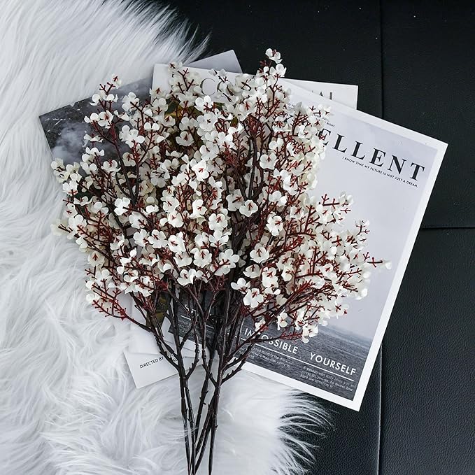 Mandy's Ivory Artificial Baby’s Breath Flowers 15 Bundles Silk Gypsophila with Bendable Stems for Fall Centerpiece Wedding Decor and Table Arrangements