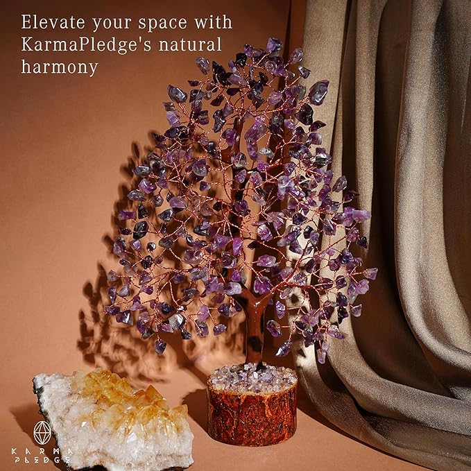 Crystal Tree of Life Amethyst Healing Crystal Trees for Home & Office Decoration, Handmade Crystal Money Bonsai Trees for Positive Energy, Good Luck, Christmas Decor, Birthday Gifts for Women, Mom