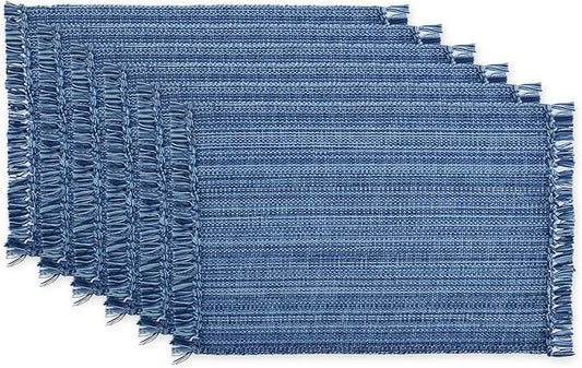 DII Variegated Tabletop Collection, Placemat Set, 13x19, Nautical Blue, 6 Piece