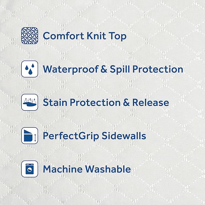 Sealy Spot and Stain Protection Fitted Mattress Protector- Full Size Soft Polyester Waterproof Mattress Cover