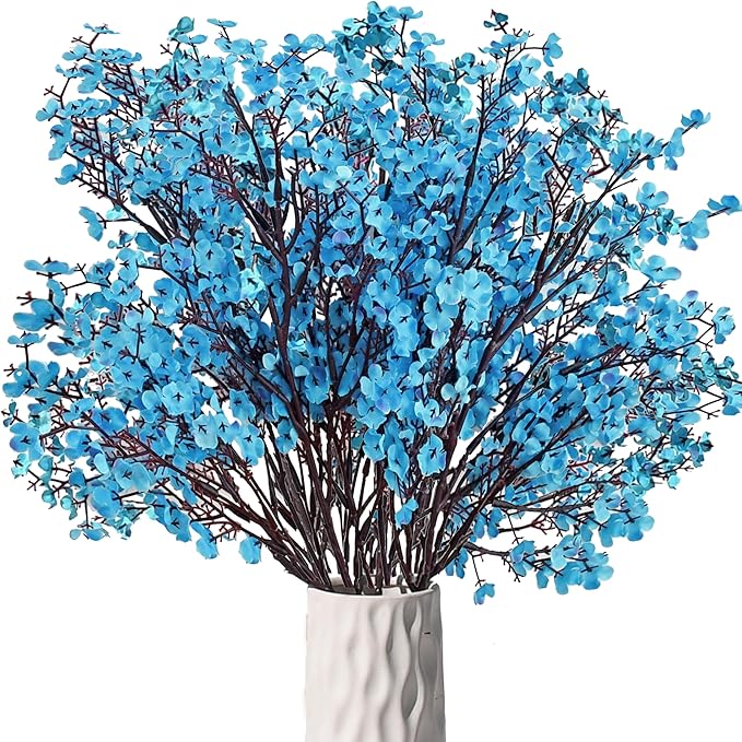 Mandy's Royal Blue Artificial Baby’s Breath Flowers 15 Bundles Silk Gypsophila with Bendable Stems for Fall Centerpiece Wedding Decor and Table Arrangements