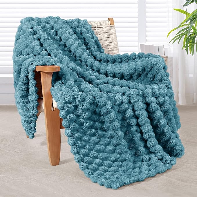 Whale Flotilla Throw Blanket for Couch with Jacquard Pattern, Fuzzy Soft Cozy Exquisite Blankets for All Season, Warm and Fluffy, 50x60 Inch, Slate Blue