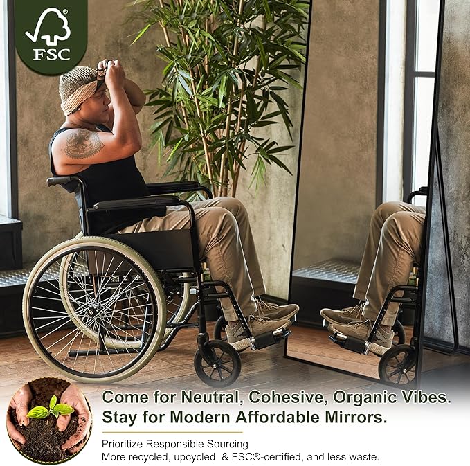 NicBex Oversized Full-Body Mirror, Large Arched Full Length Mirror with Stand, 76"x35" Aluminum Alloy Frame Oversized Floor Mirror, Black - Free Standing, Leaning Against Wall or Wall-Mounted
