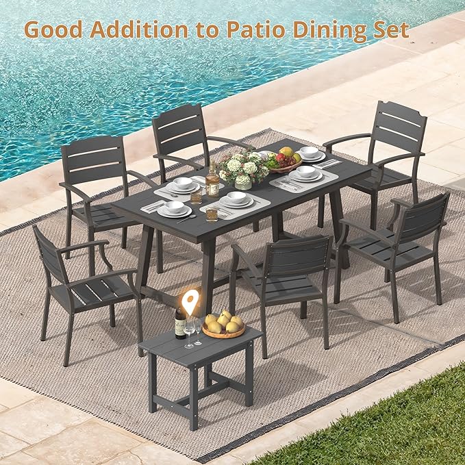 LUE BONA Outdoor Side Table, HDPS Large Size Outdoor Table, Adirondack Side Table, Outside End Table for Patio, Porch,Beach, Garden, Weather Resistant/Easy Maintenance/Indoor or Outdoor Use, Dark Gray
