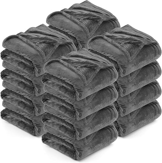 Utopia Bedding Grey 300GSM Fleece Blanket (Throw Size - 50x60 Inch) Luxury Soft Bed Blanket (Bulk Pack of 16)