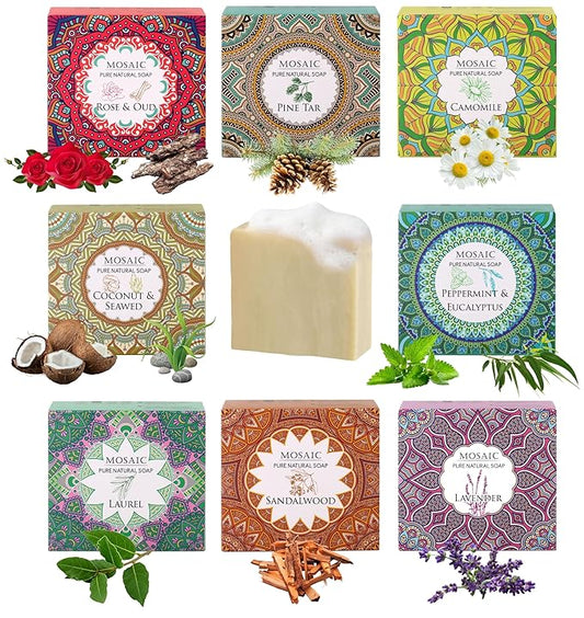AEGEAN 100% Natural Bar Soap w/Organic Ingredients, Vegan Soap, Moisturizing, Handmade, Scented w/Premium Essential Oils, Body Soap Bars for Women & Men