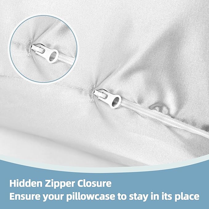 Silky Satin Pregnancy Pillow Cover (ONLY Pillowcase), U Shaped Luxurious Smooth Maternity Pillow Cover, Soft & Breathable Large Pillow Protector with Hidden Zip for Side Sleeper, White