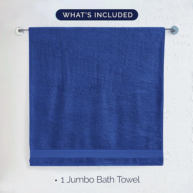 Elegant Comfort Premium Turkish Cotton 1 Piece Jumbo Bath Towel - 35 x 70 inch, Luxurious Hotel Spa Quality 100% Turkish Cotton Large Bath Towel - Highly Absorbent - Soft Bathroom Towel, Royal Blue