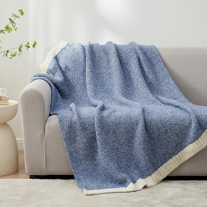 Snuggle Sac Blue Throw XL Blanket 50x70,Super Soft Warm Blankets Oversized Throw Knit Blankets Fuzzy Plush Blanket, Royal Blue, 50x70 inches