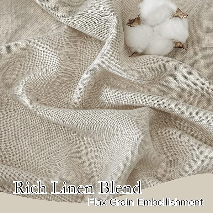 RYB HOME Linen Sheer Curtains Rich Linen Woven Soft Absorbent Drapes UV Rays Protection Light Filtering for Party Backdrop, Farmhouse, Doorway, Lobby, Hotel, W 52 x L 108 inch, 2 Pack, Angora