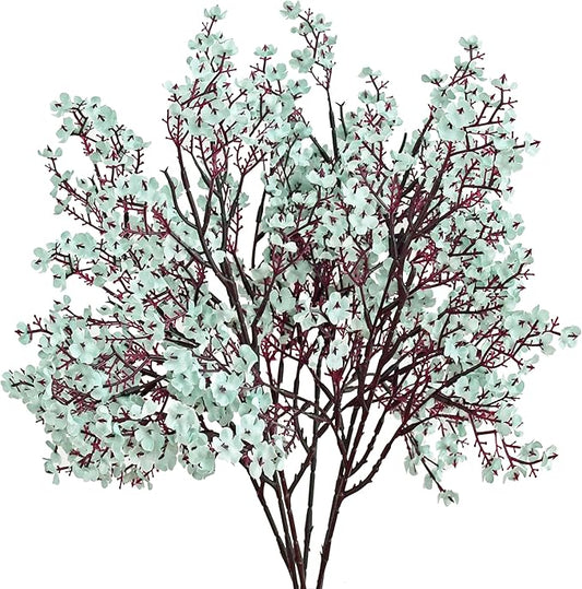 Mandy's Light Blue Artificial Baby’s Breath Flowers 6 Bundles Silk Gypsophila with Bendable Stems for Fall Centerpiece Wedding Decor and Table Arrangements