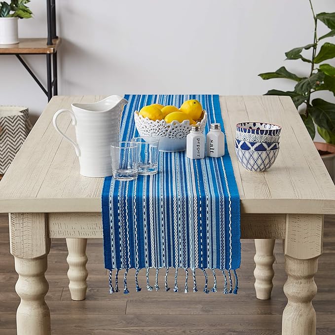DII Southwest Collection Tabletop, Table Runner, Blue, "table runner, 14x72"""