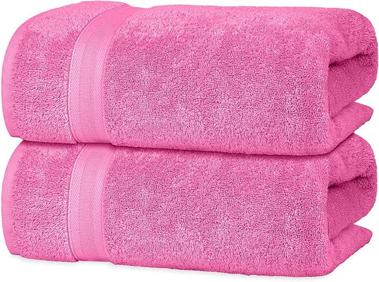 Quick-Dry, Soft & High Absorbent Jumbo Bath Sheet 35"x70" Cotton Turkish Bath Towel Set of 2 | Daily Use 100% Cotton for Bathroom, Gym & More | Bathroom Towels Set (2 Pcs, Pink)