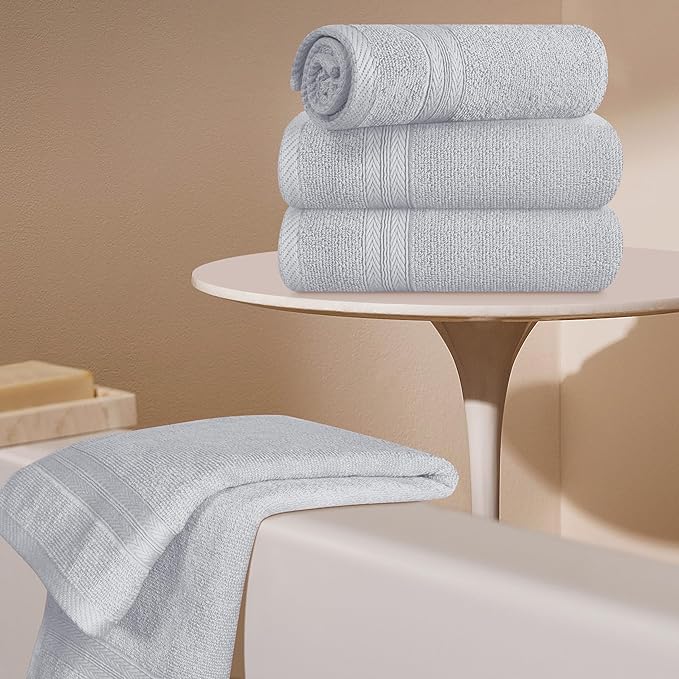 BOUTIQUO Ultra Soft 6-Piece Hand Towel Set 16x28-100% Ringspun Cotton - Durable & Highly Absorbent Hand Towels - Ideal for use in Bathroom, Kitchen, Gym, Spa & General Cleaning - Light Grey