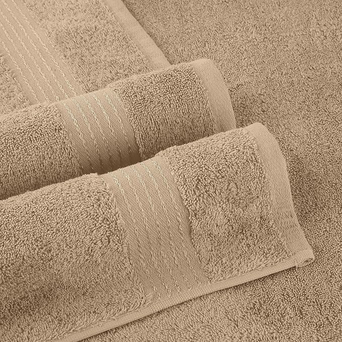 Elegant Comfort Premium Cotton 6-Piece Towel Set, Includes 2 Washcloths, 2 Hand Towels and 2 Bath Towels, 100% Turkish Cotton - Highly Absorbent and Super Soft Towels for Bathroom, Taupe