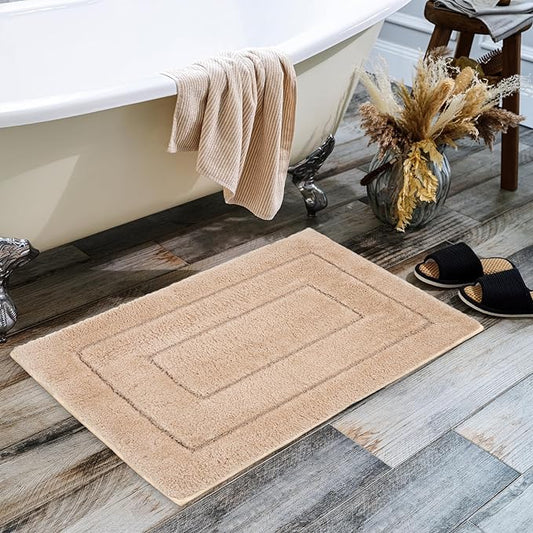 GRANNY SAYS Bathroom Rug Mat, Bath Mats for Bathroom Non-Slip, 24" x 36", Super Soft and Water Absorbent, Microfiber Bath Rugs, Machine Wash Dry, Large Rugs for Bath Floor, Khaki
