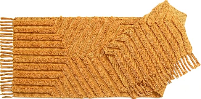 Boho Runner Rug 2x6' Washable Kitchen Rugs with Tassels Indoor Farmhouse Rugs for Bedroom Aesthetic Tufted Rug for Laundry Room Doorway Living Room_Mustard