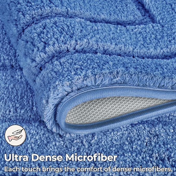 GRANNY SAYS Blue Bathroom Rugs Non Slip, 24" x 48", Large Bathroom Rugs Washable, Bath Rugs for Bath, Absorbent Bath Mats for Floor, Absorbent Shower Rug, Microfiber Bath Mat for Tub