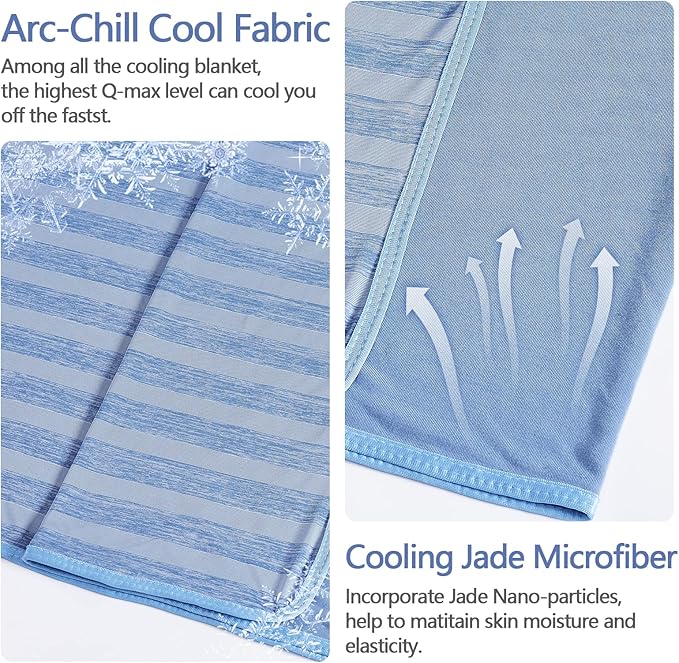 Guohaoi Cooling Throw Blanket for Hot Sleepers,Arc-Chill Q-Max >0.5 Cool Fiber,100% Oeko-Tex Certified Lightweight Summer Cool Blanket for Travel/Outdoor Ultra Cold Breathable,50''x70''