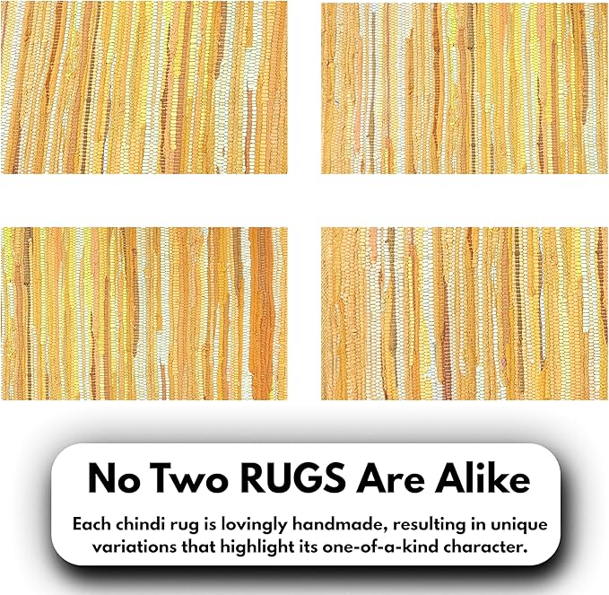 Rug Area Rugs Cotton Mustard 24x36 Inches Multicolour Chindi for Livingroom Washable RagRug Reversible Farmhouse Kitchen RunnerRug Carpet Area Runner Mat for Hallway, Entryway
