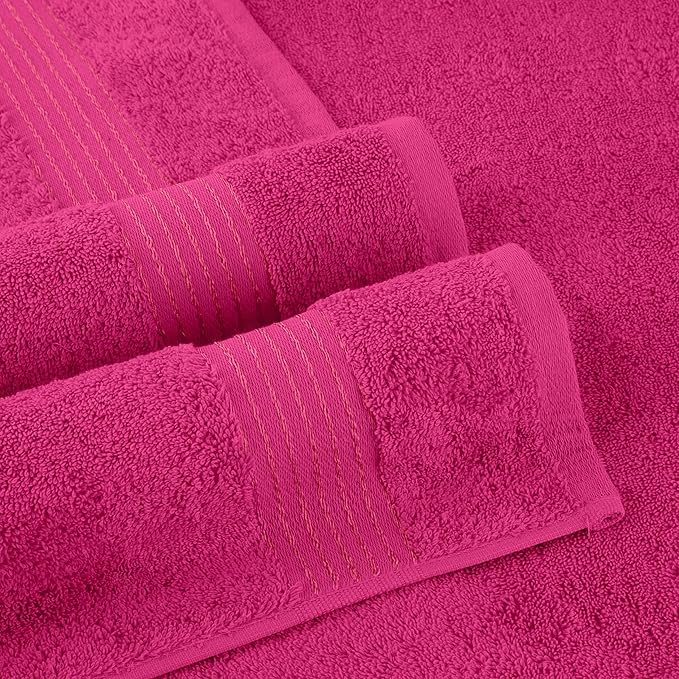 Elegant Comfort Premium Turkish Cotton 2 Pack Bath Towel Set - 27 x 54 inch, Luxurious Hotel Spa Quality 100% Turkish Cotton 2PC Bath Towel Set - Highly Absorbent - Soft Bathroom Towels, Hot Pink