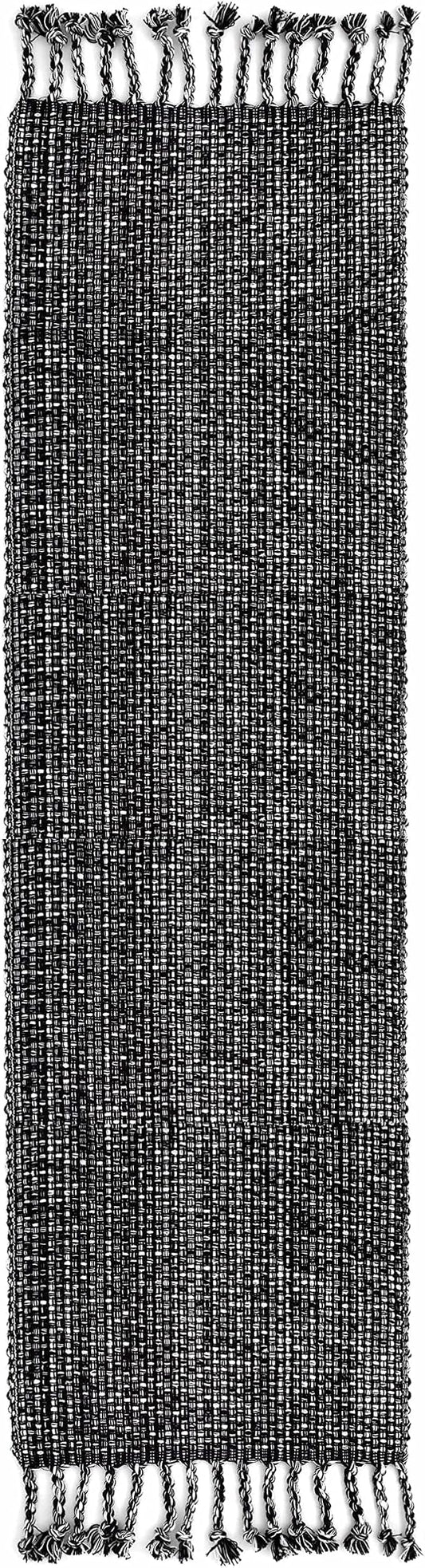 100% Cotton Table Runner for Dining Room Tables Rectangle Two Tone Woven Fabric 72" x 13" Soft Durable Table Runner, Black(Pack of 1)
