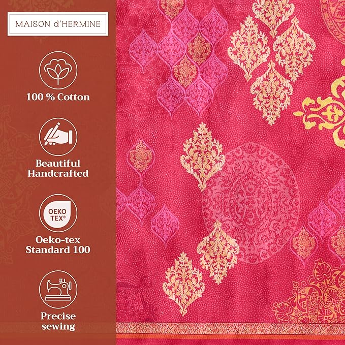 Maison d' Hermine Placemats Set of 4 100% Cotton Washable Cloth Place Mats, Reusable Table Mats for Kitchen Dining Decoration, Party, Wedding, Restaurant (Versailles, 13" x 19")